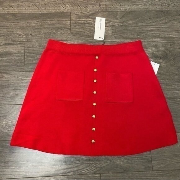 NWT LIli Sidonio Red Knit Aline Skirt - Picture 1 of 6